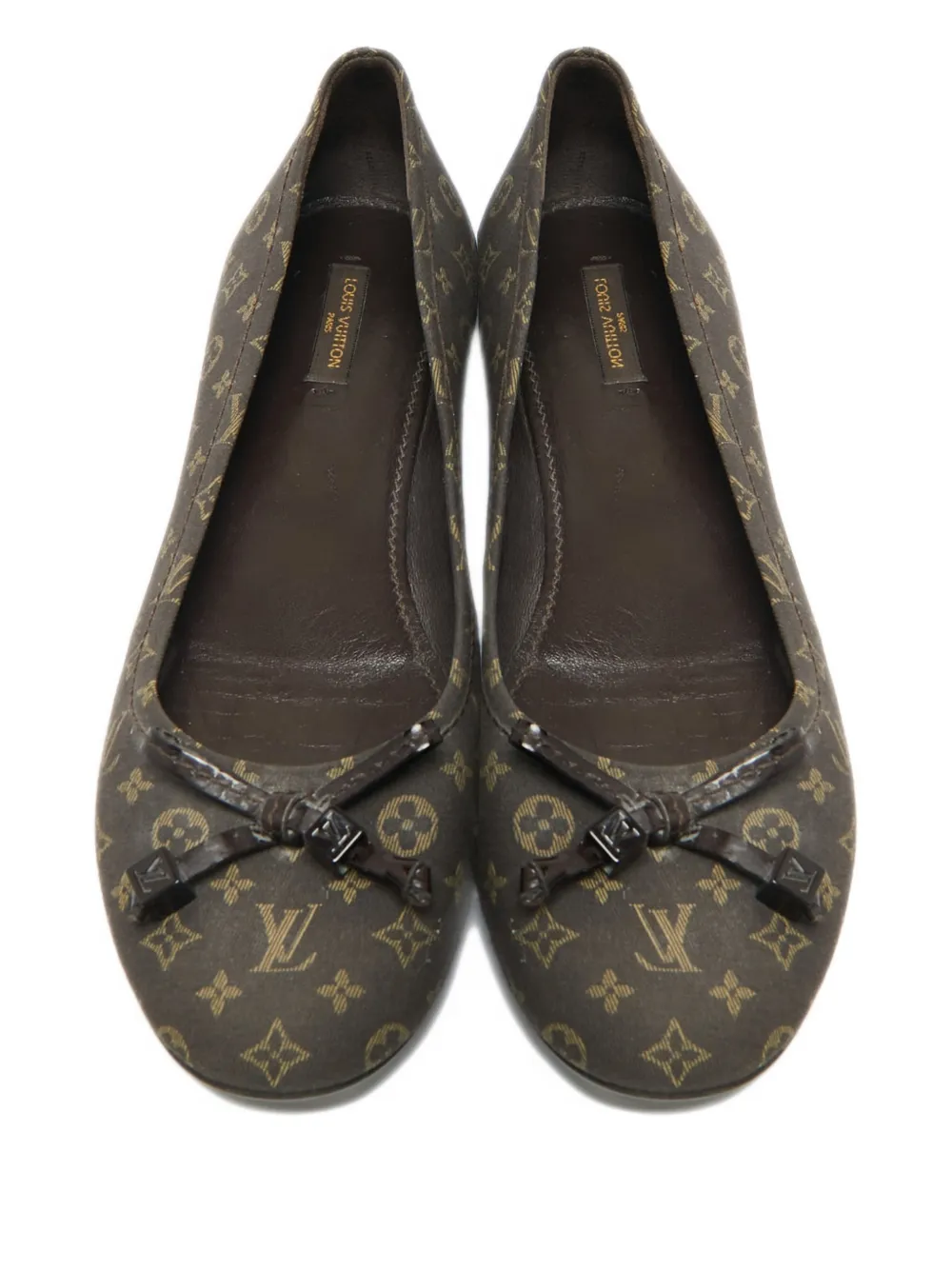 Louis Vuitton Pre-Owned Debbie Monogram bow-detail ballet flats - Bruin
