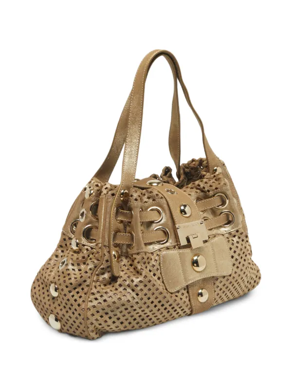 Jimmy Choo Pre-Owned Riki Perforated Tote Bag | Gold | FARFETCH