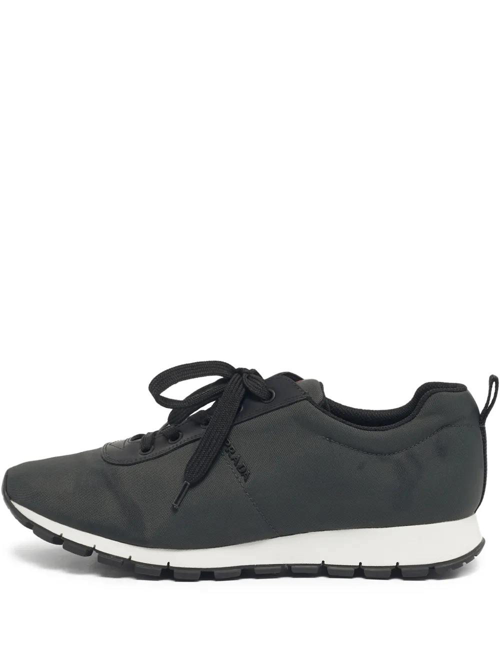 Pre-owned Prada Canvas Lace-up Sneakers In Gray