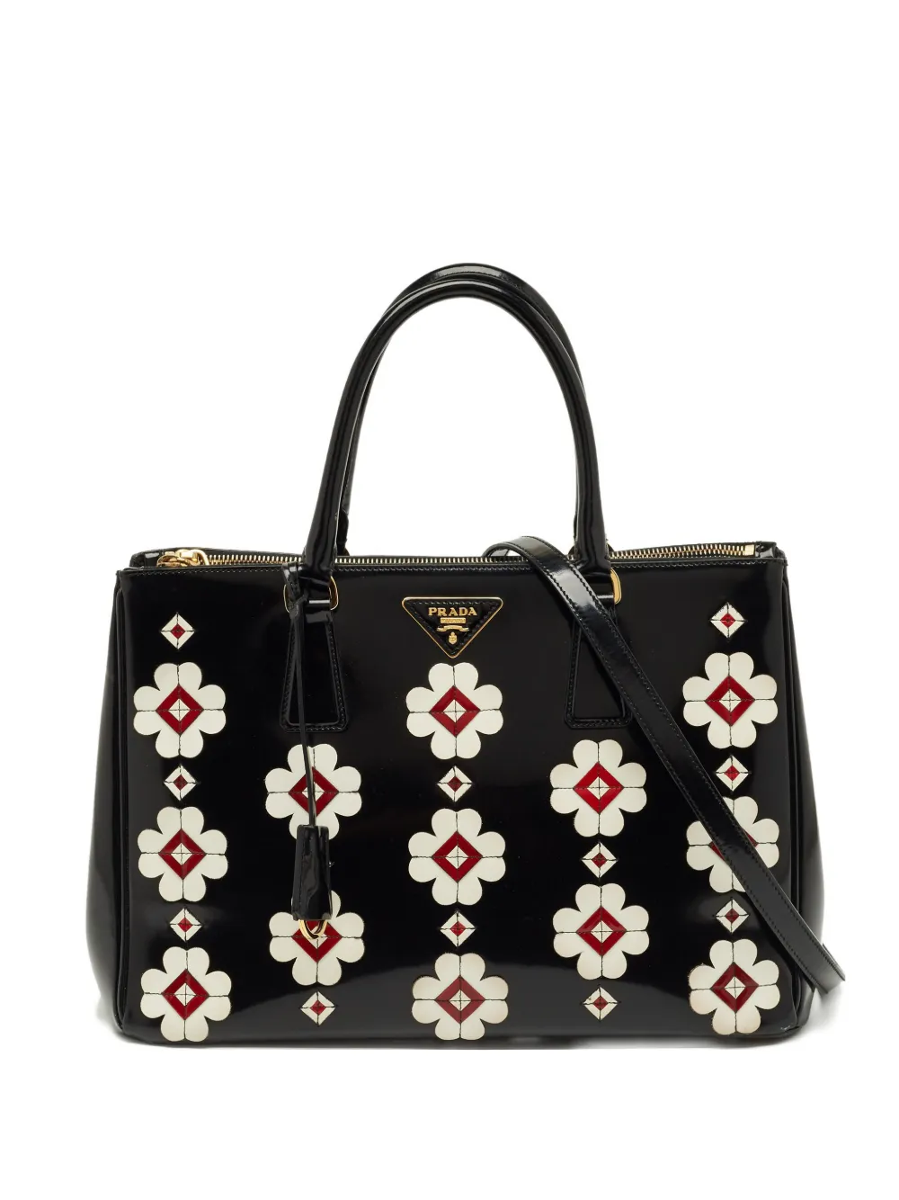 Prada Pre-Owned Galleria floral leather tote bag - Nero