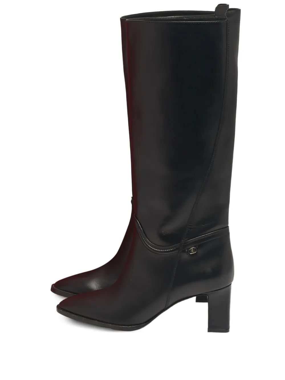 Pre-owned Ferragamo 39.5 Torris Calf Leather Leather Boots In Black