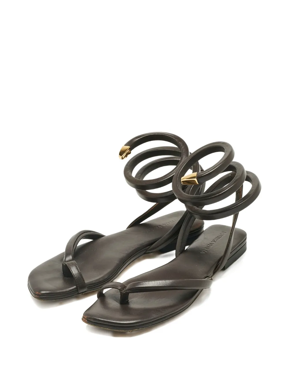 Bottega Veneta Pre-Owned spiral-strap leather sandals - Bruin