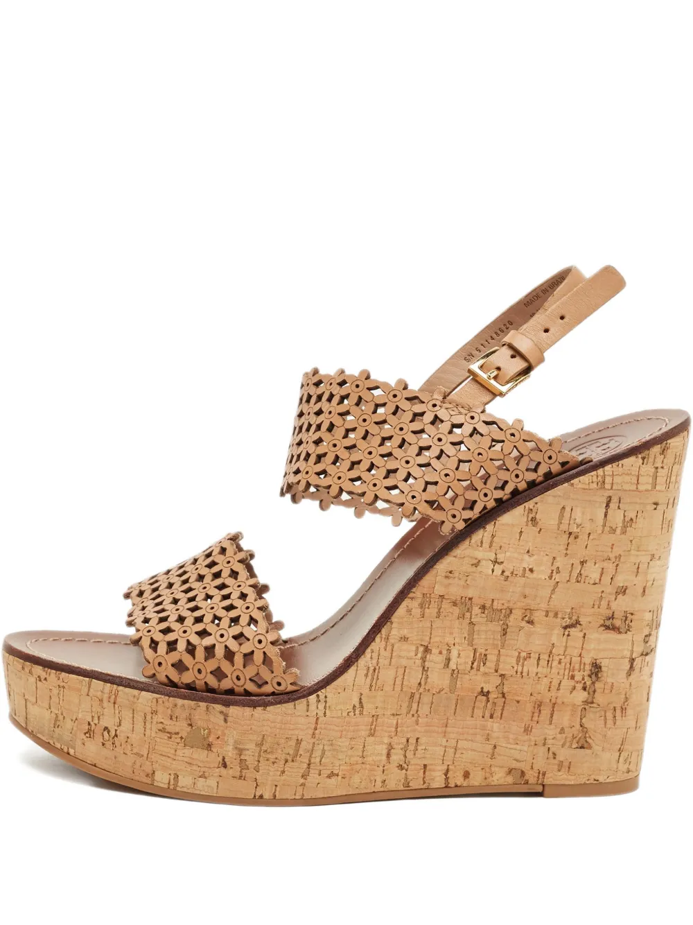 Tory Burch Daisy leather wedge-heel sandals - Nude