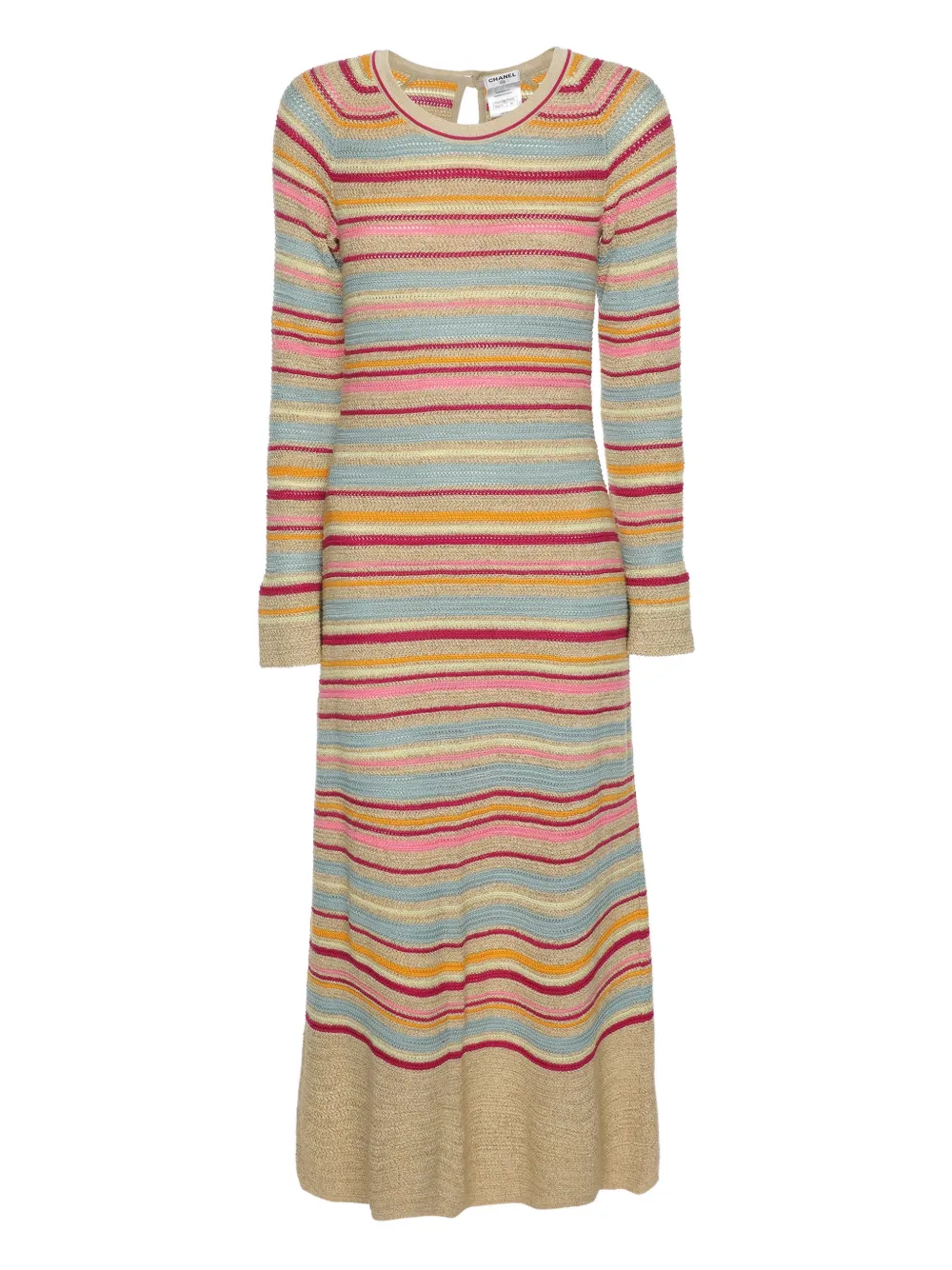 CHANEL Pre-Owned Abito midi a righe in maglia - Toni neutri