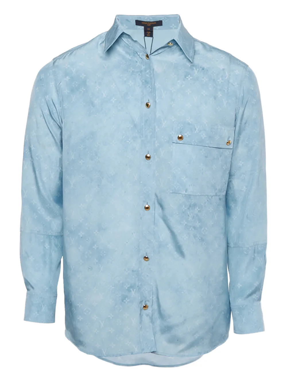 Pre-owned Louis Vuitton Monogram Silk Shirt In Blue
