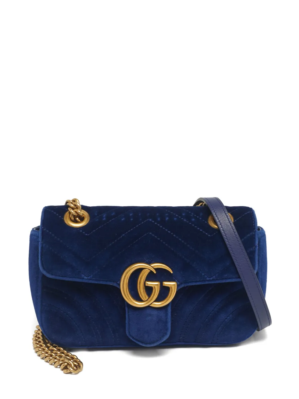 Gucci Pre-Owned mini Marmont velvet crossbody bag - Blu