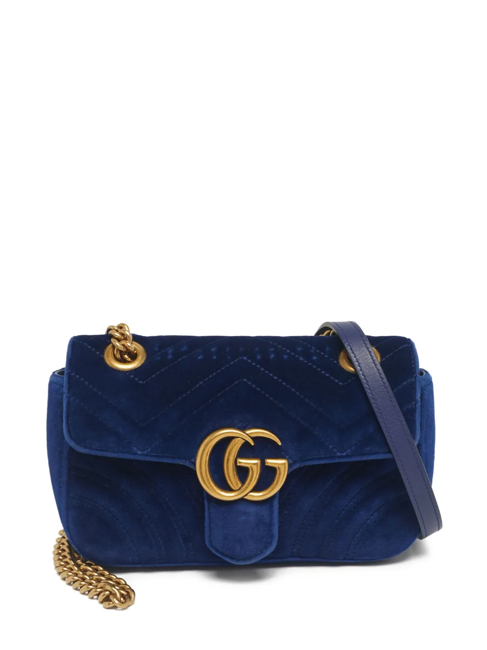 Gucci Pre-Owned mini Marmont velvet crossbody bag - Blu