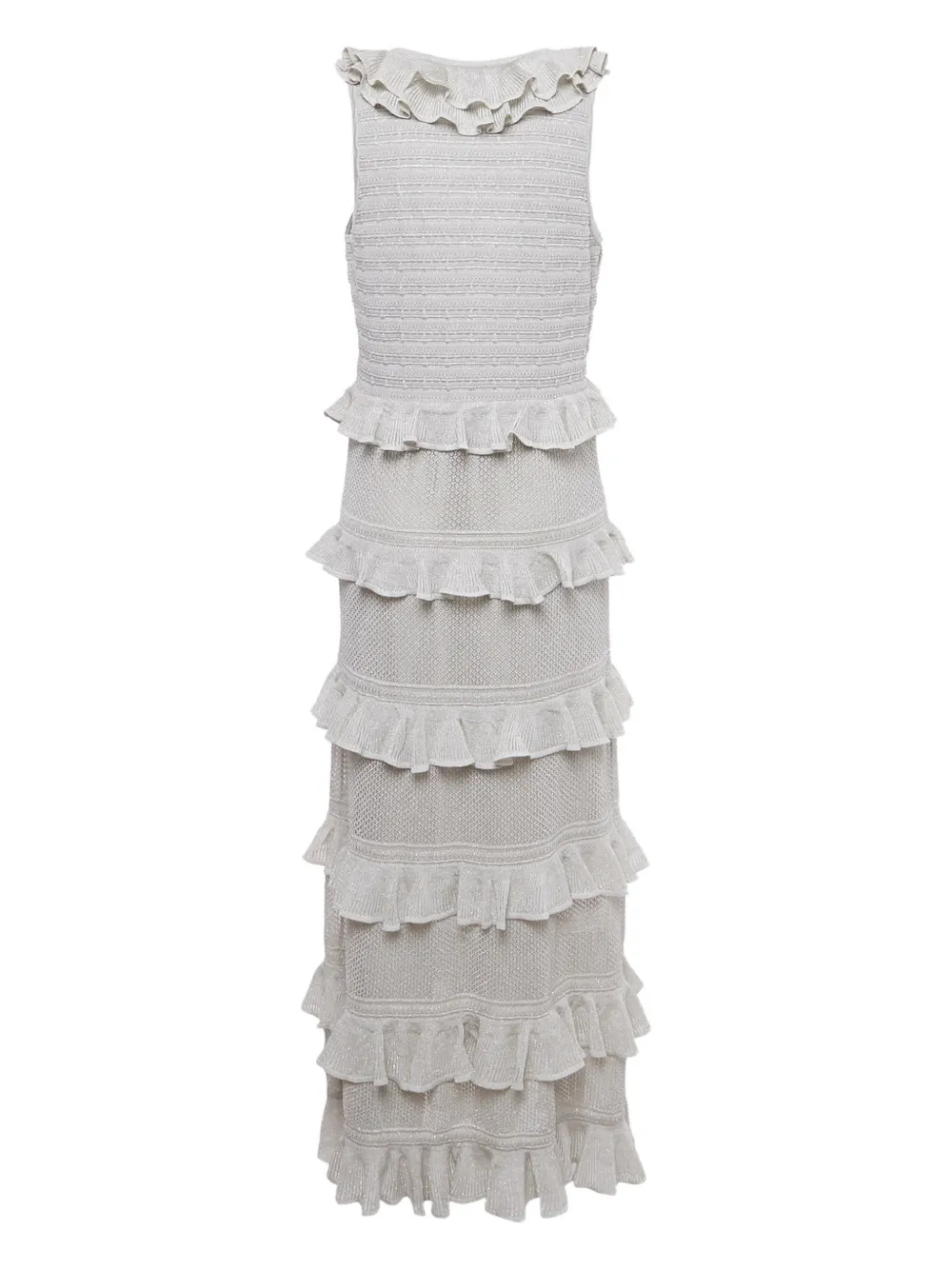 ZIMMERMANN frilled tiered midi dress - Zilver
