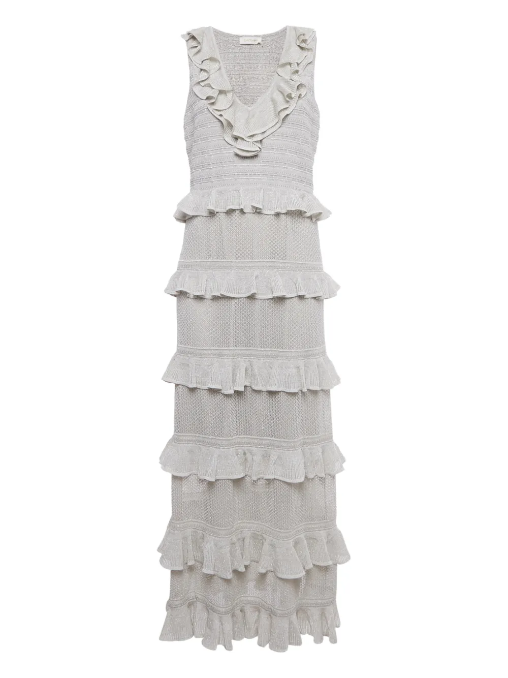 ZIMMERMANN frilled tiered midi dress - Argento