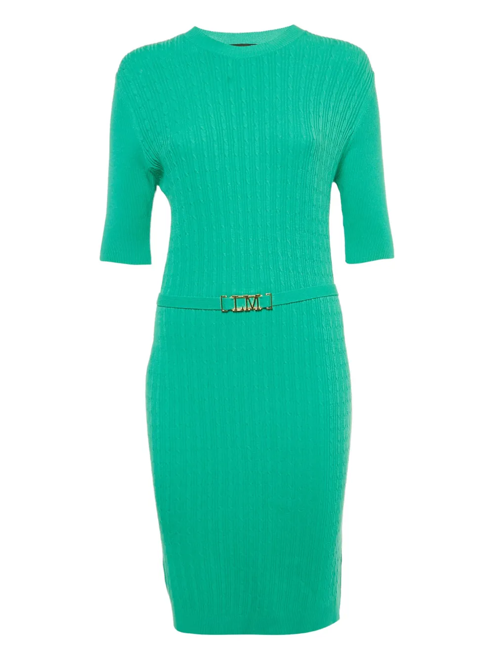 Love Moschino knitted belted midi dress - Verde