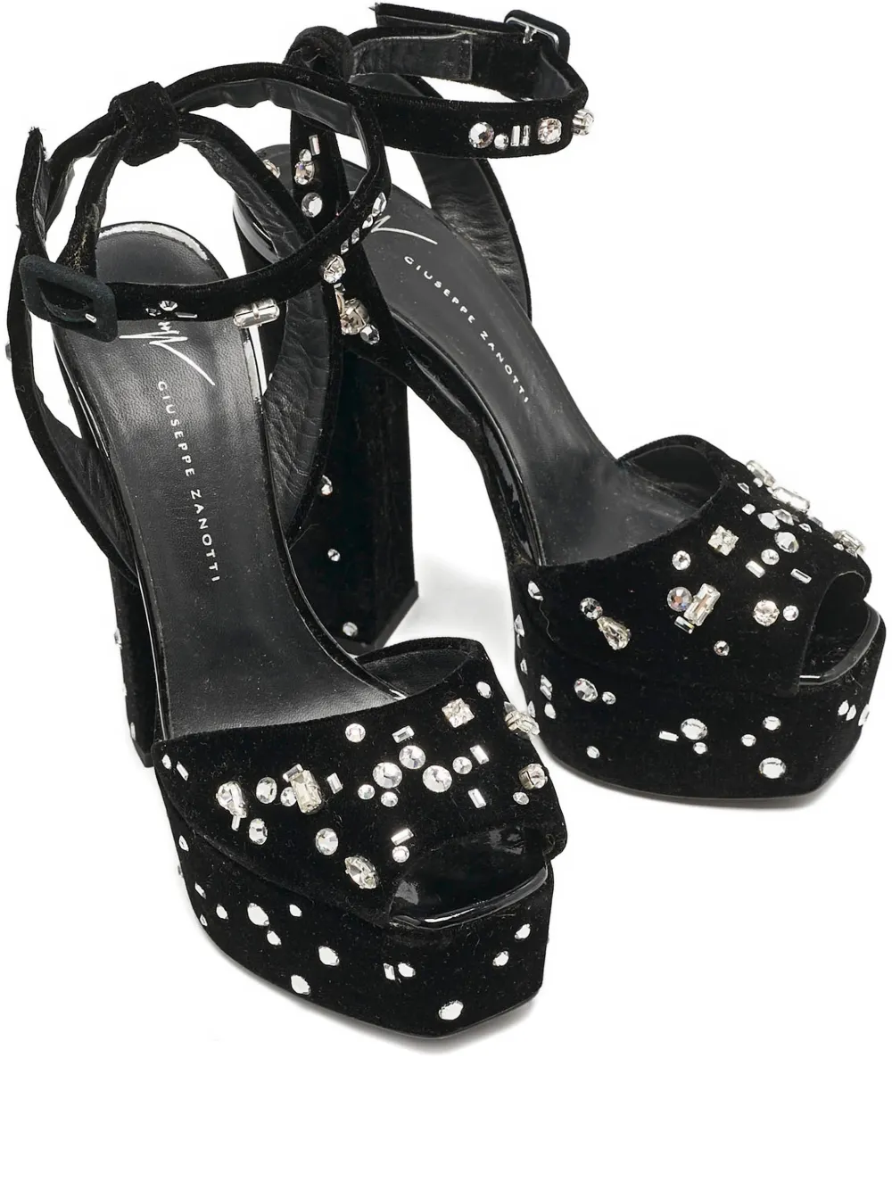 Giuseppe Zanotti velvet embellishment sandals - Nero