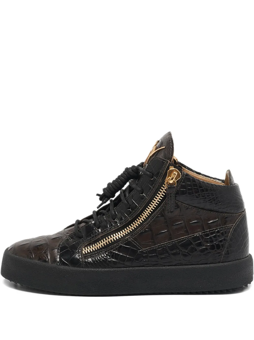Giuseppe Zanotti leather crocodile sneakers | Brown | Image 1