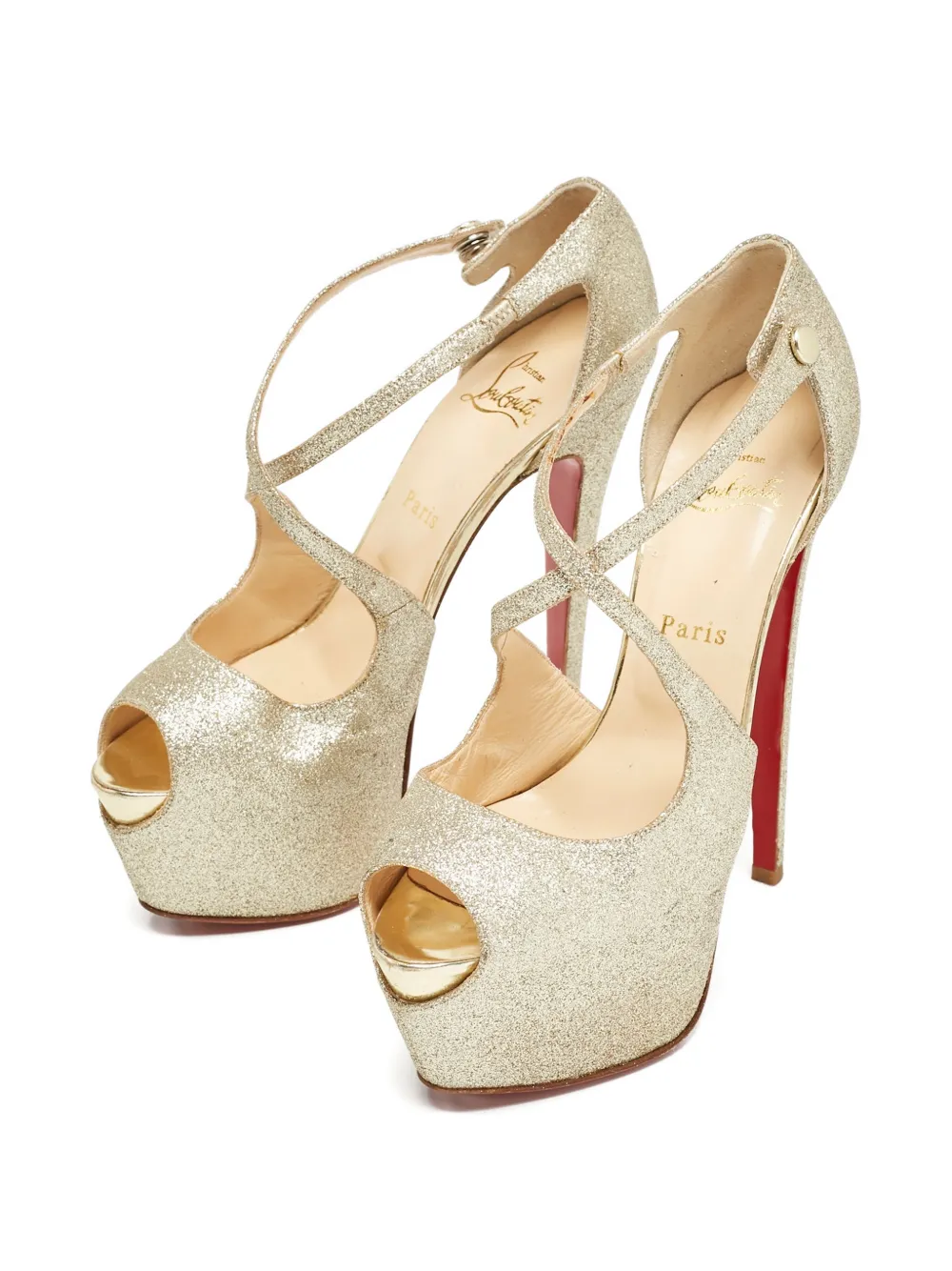 Christian Louboutin Pre-Owned Exagona glitter platform pumps - Goud