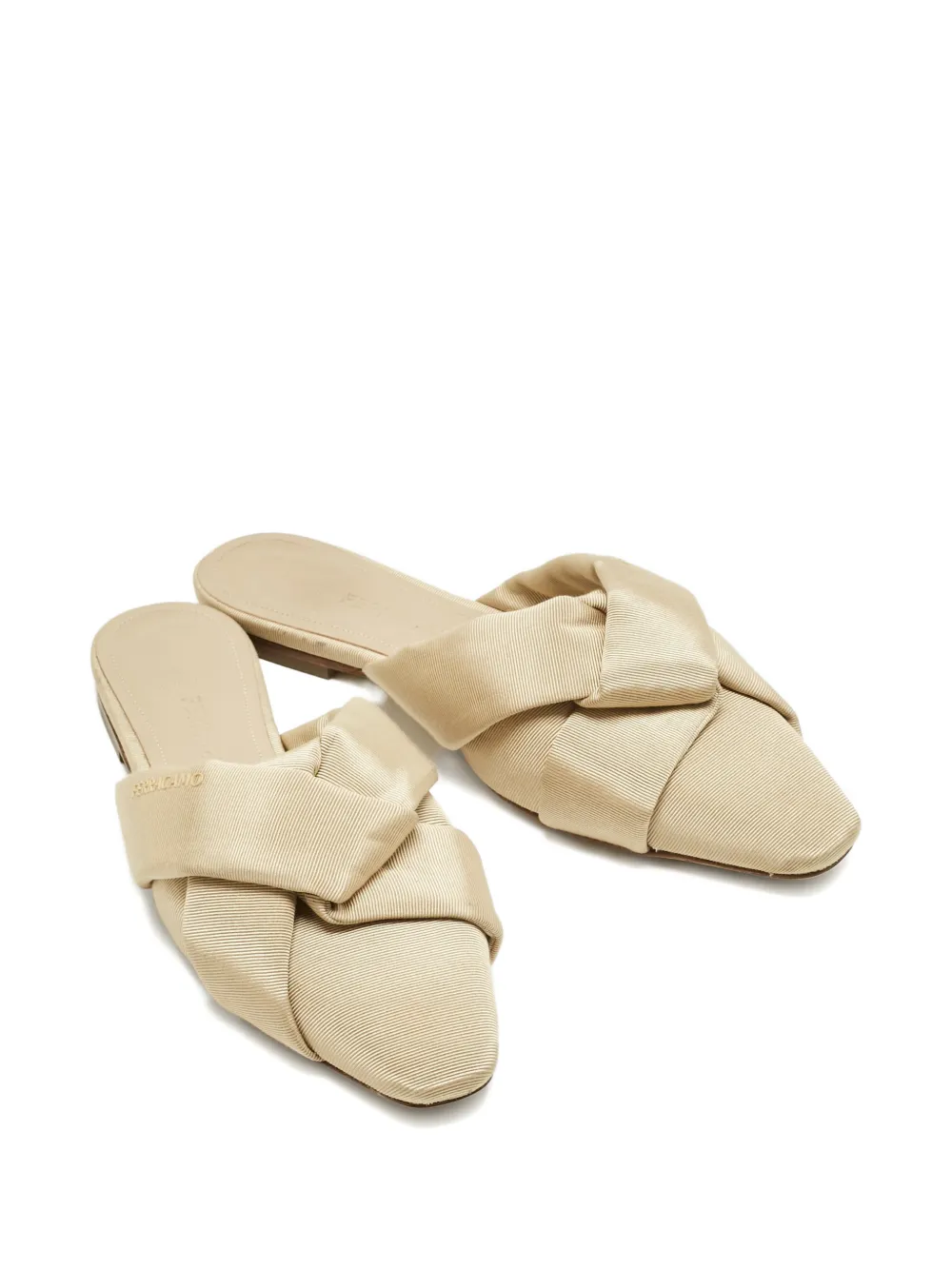 Pre-owned Ferragamo Knot Flat Mules In Neutral