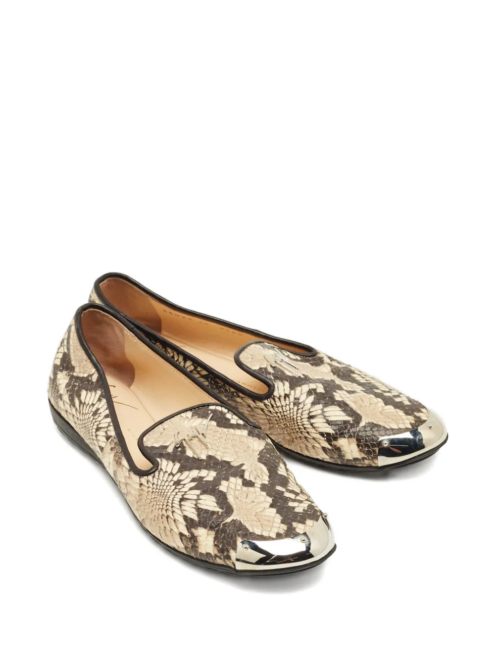 Giuseppe Zanotti embossed leather slippers - Beige