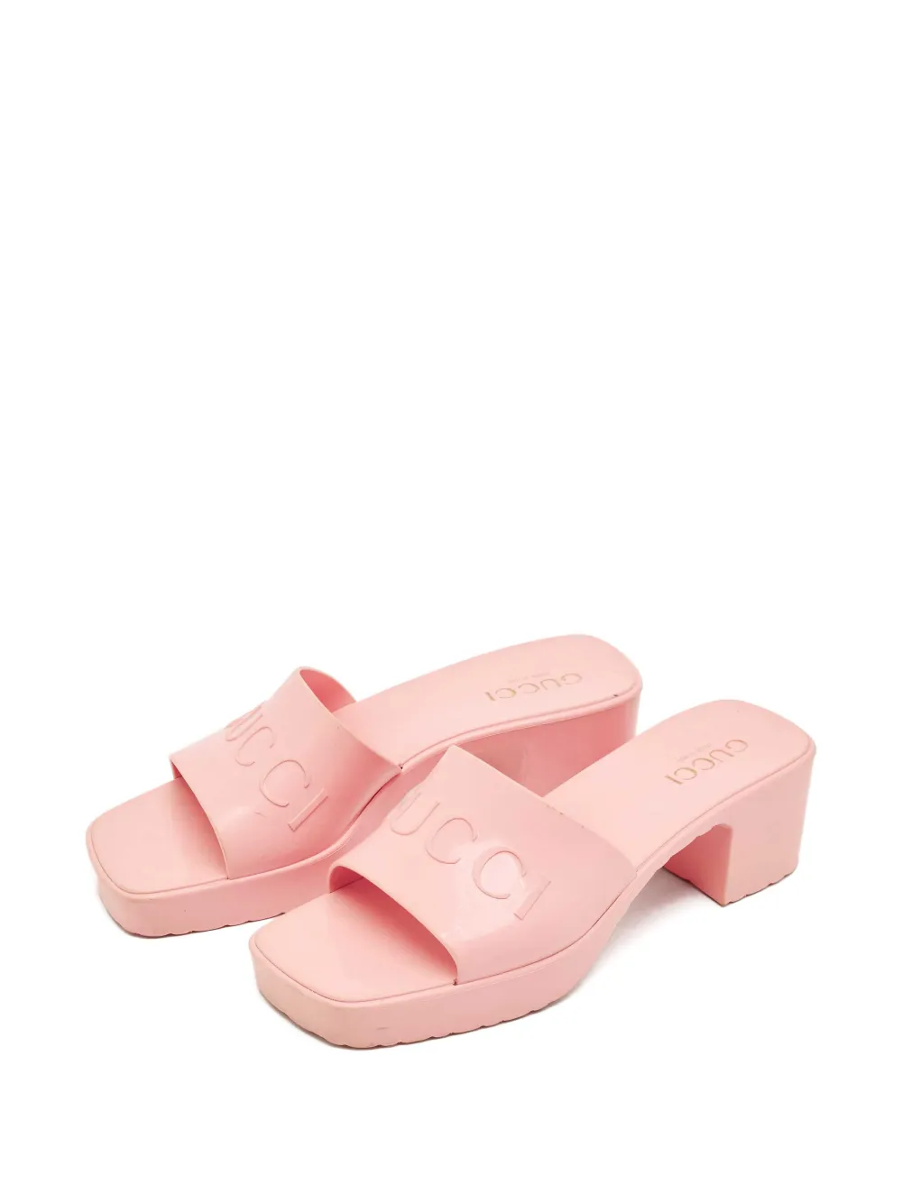 Gucci Pre-Owned block-heel logo sandals - Roze