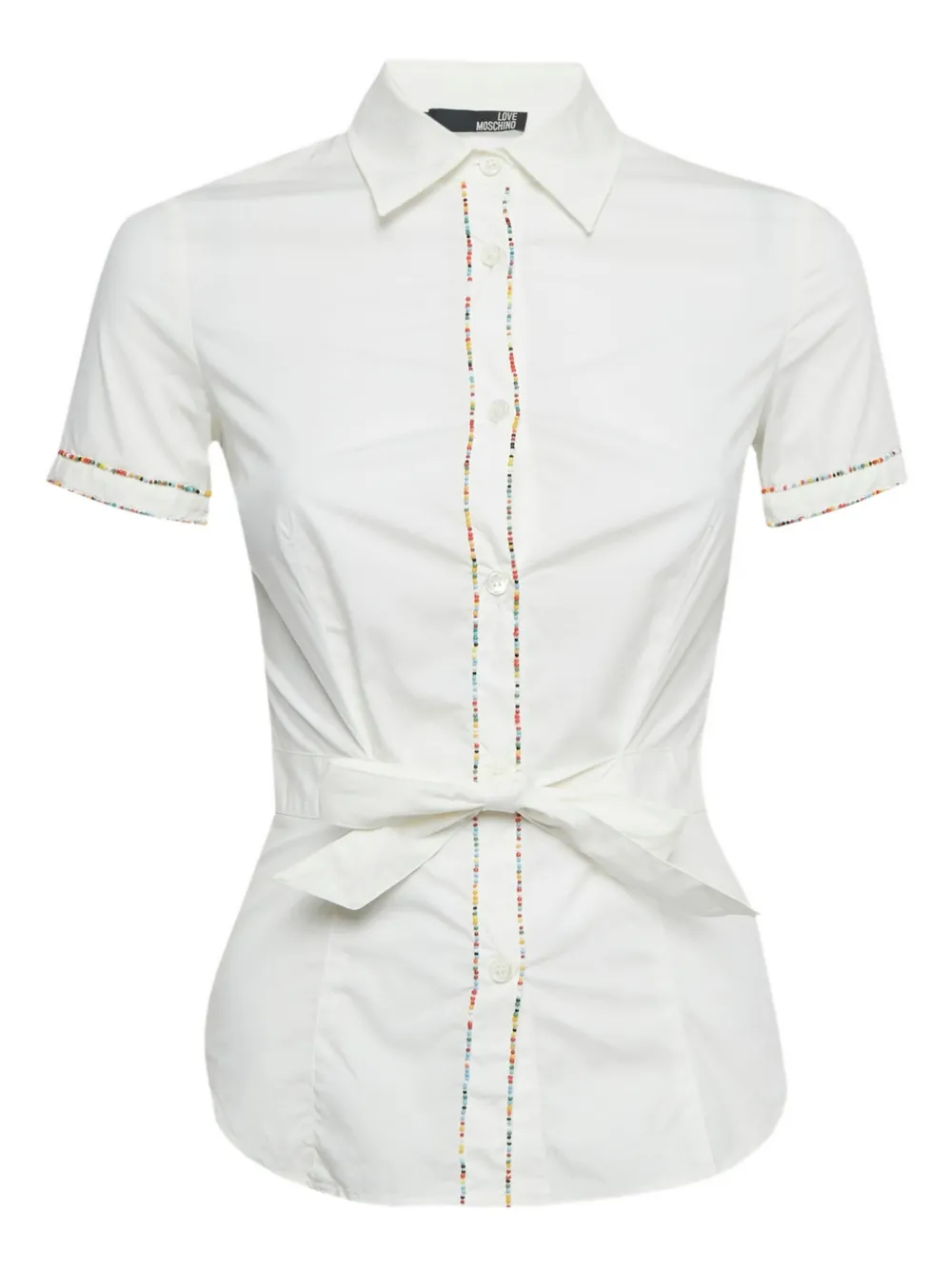 Love Moschino bead detail cotton shirt - Bianco