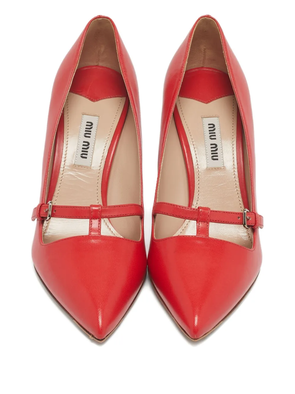 Miu Miu Pre-Owned T-Bar strap leather pumps - Rood