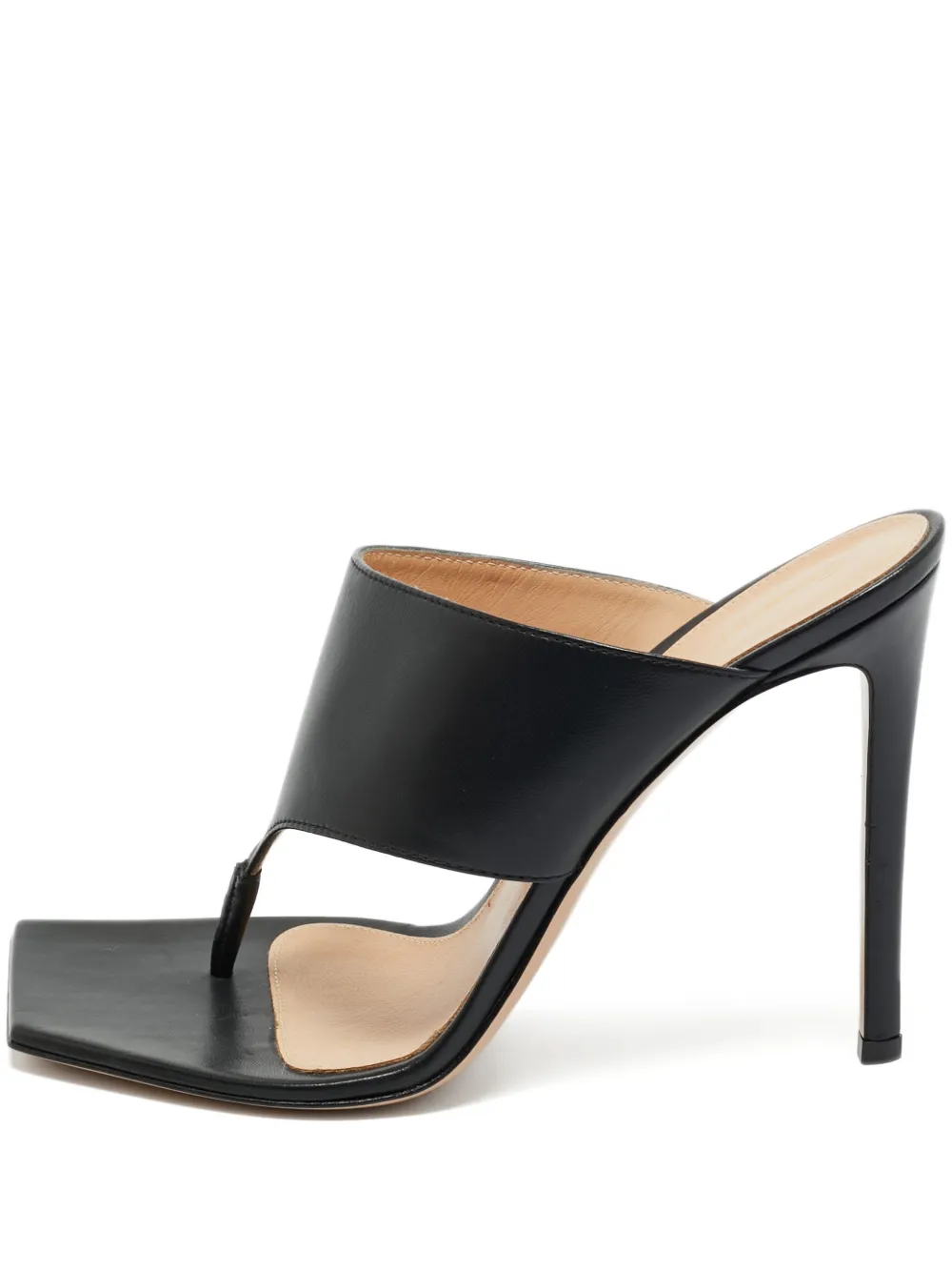 Gianvito Rossi square toe leather slides sandals - Schwarz
