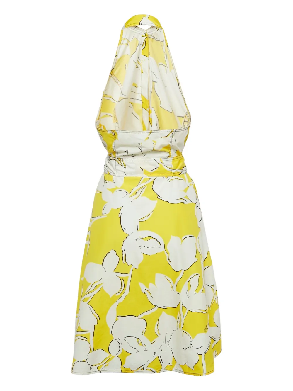 Diane Von Furstenberg Vintage halterneck floral-print mini dress - Geel