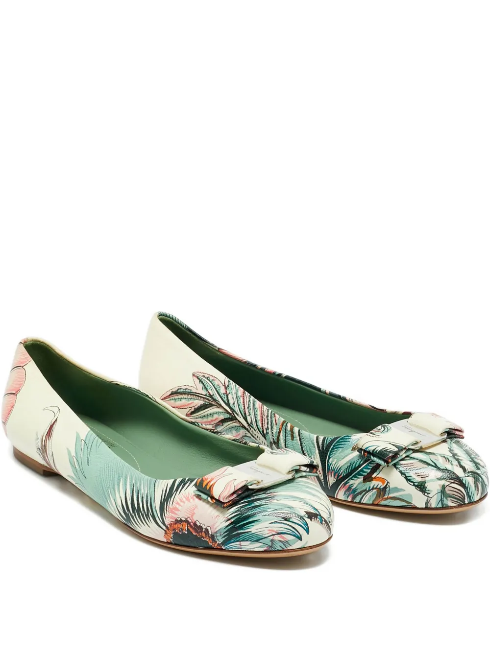Ferragamo Pre-Owned leaf-print ballet flats | Neutrals | Image 1