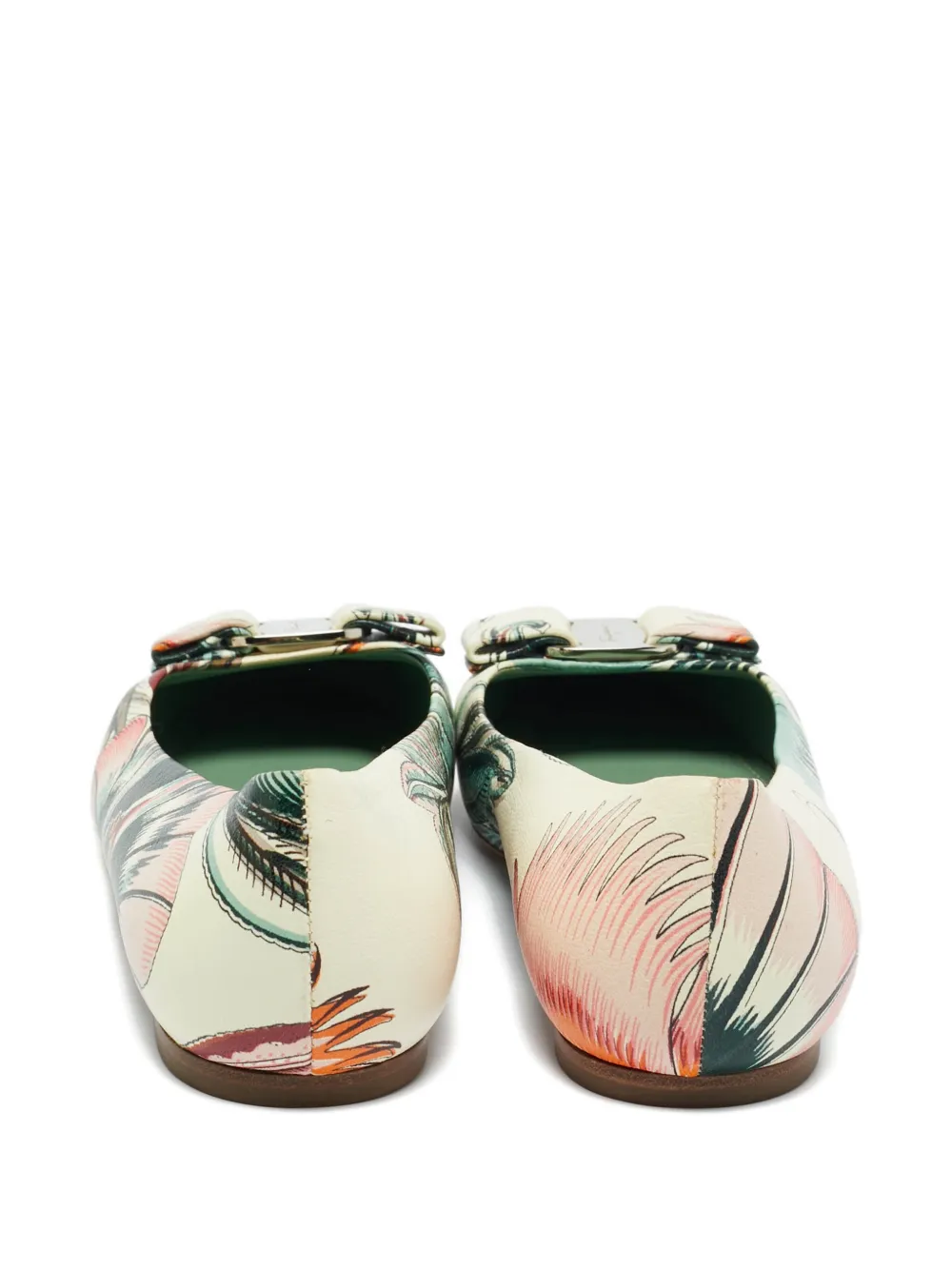 Ferragamo Pre-Owned leaf-print ballet flats | Image 2