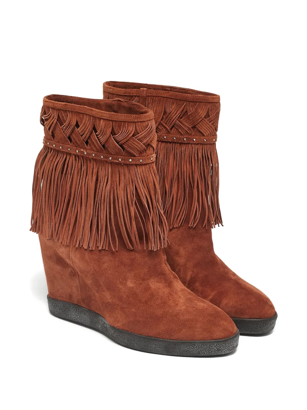 Le Silla braided fringed suede ankle boots - Bruin