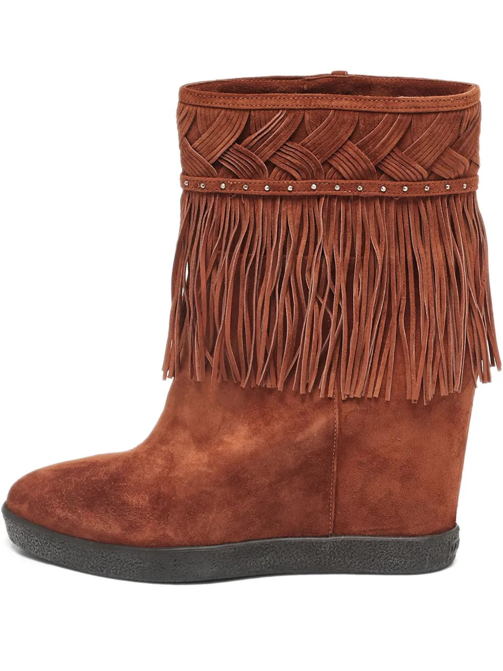 Le Silla braided fringed suede ankle boots - Marrone