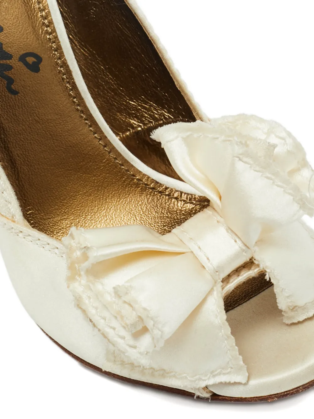 Lanvin Pre-Owned bow-detail satin pumps - Beige