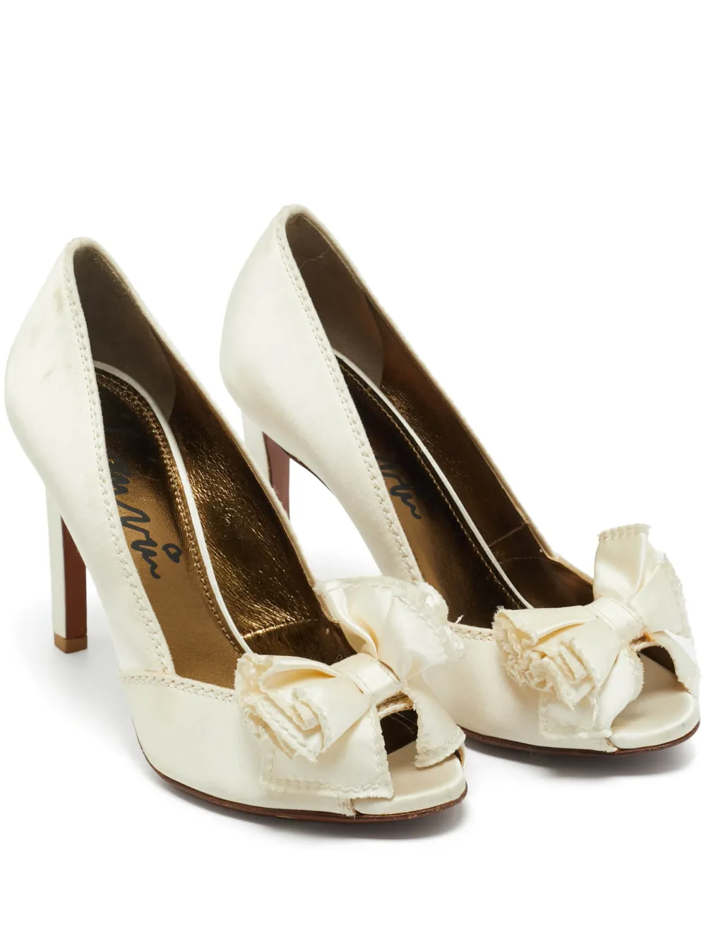 Lanvin Pre-Owned bow-detail satin pumps - Nude