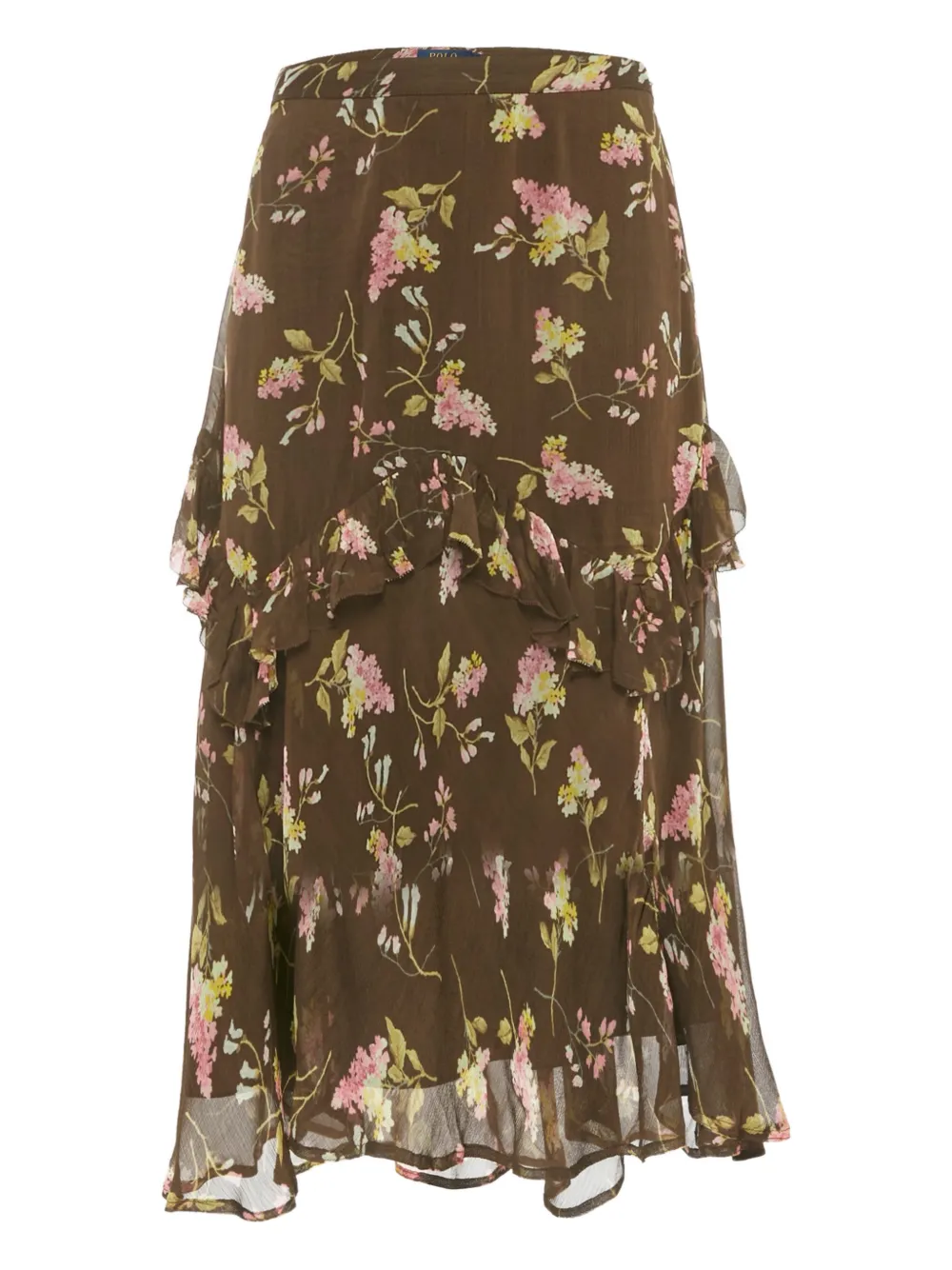 Polo Ralph Lauren Vintage floral-print ruffle midi skirt - Bruin