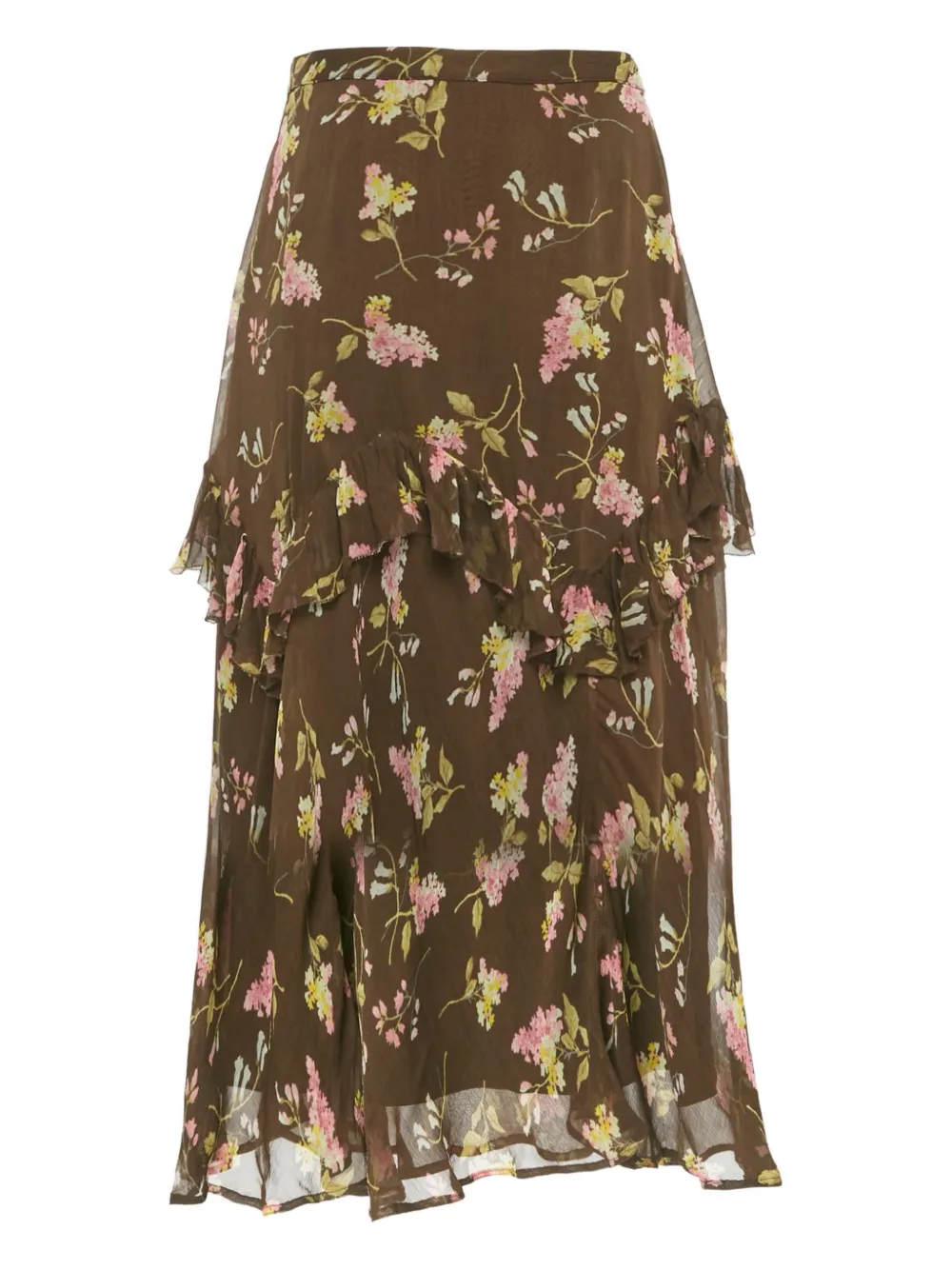 Polo Ralph Lauren Vintage floral-print ruffle midi skirt - Braun