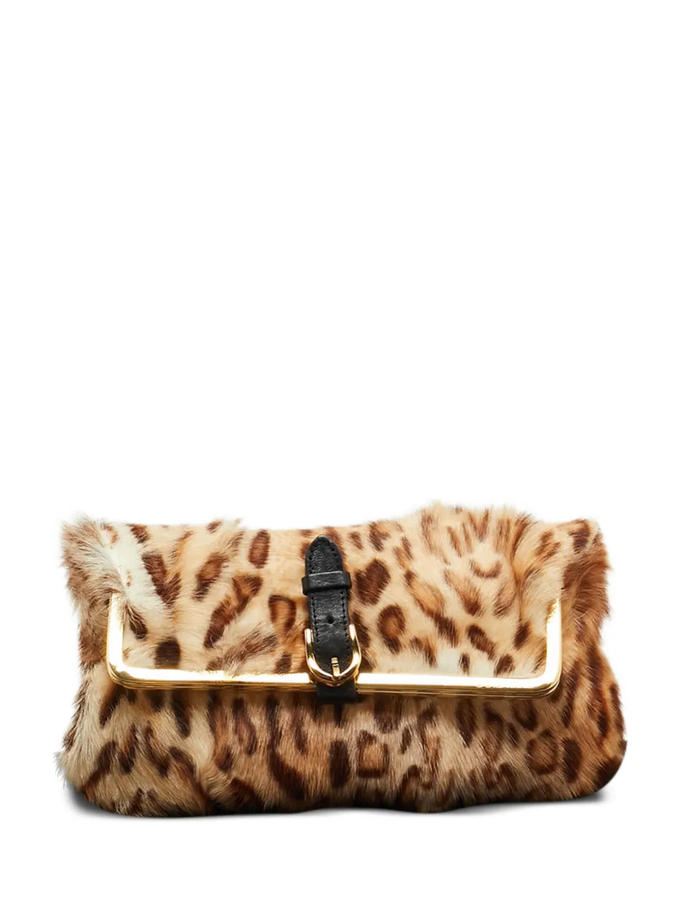Jimmy Choo Pre-Owned leopard-print clasp clutch bag | Nude | Image 1