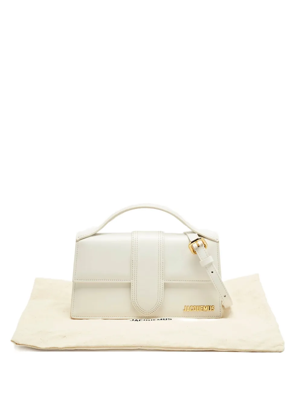 Pre-owned Jacquemus Le Grand Bambino Leather Tote Bag In White
