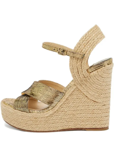 Jimmy Choo Pre-Owned foil crisscross espadrille sandals