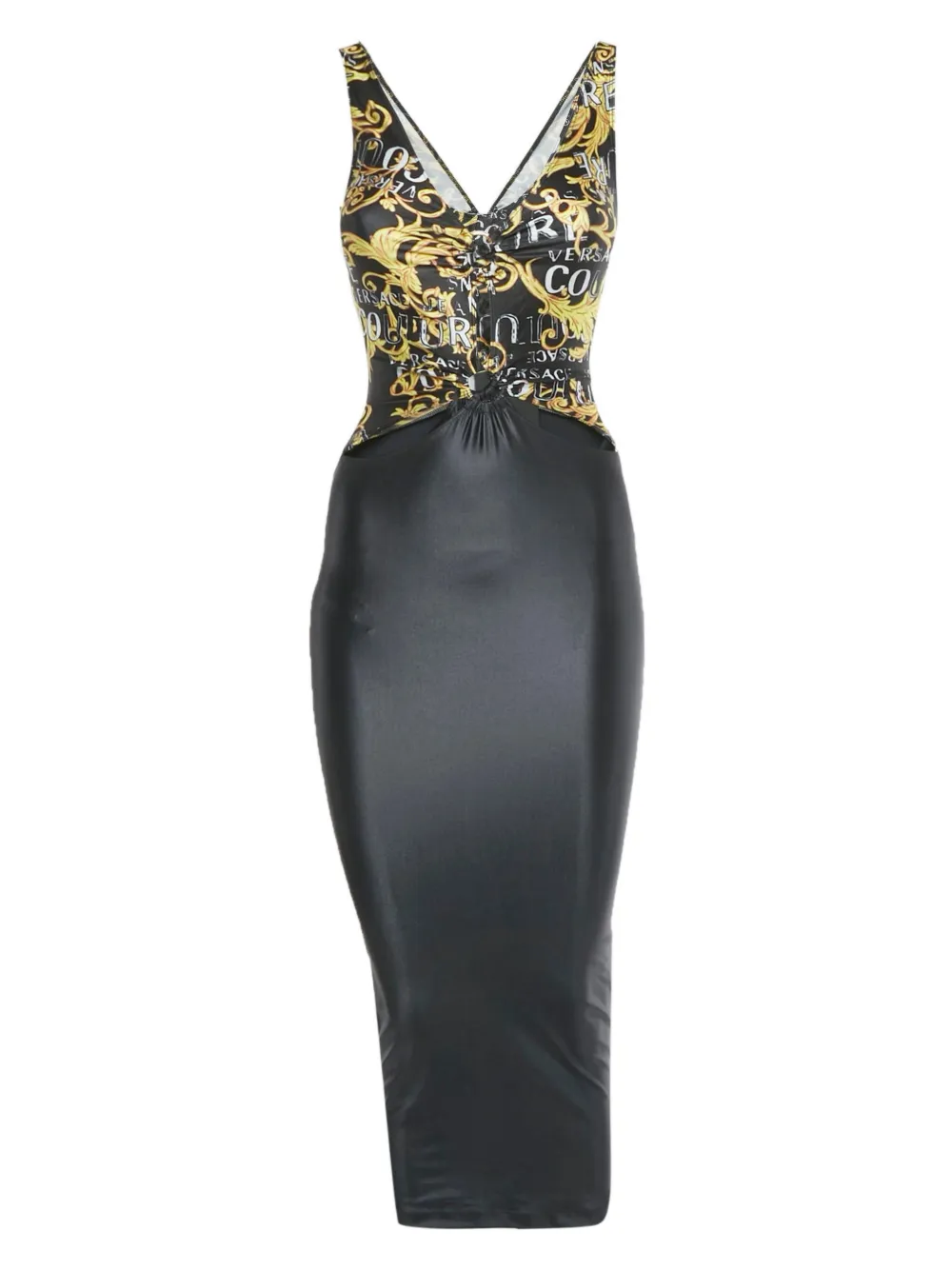 Versace Pre-Owned cut-out graphic-print midi dress - Nero