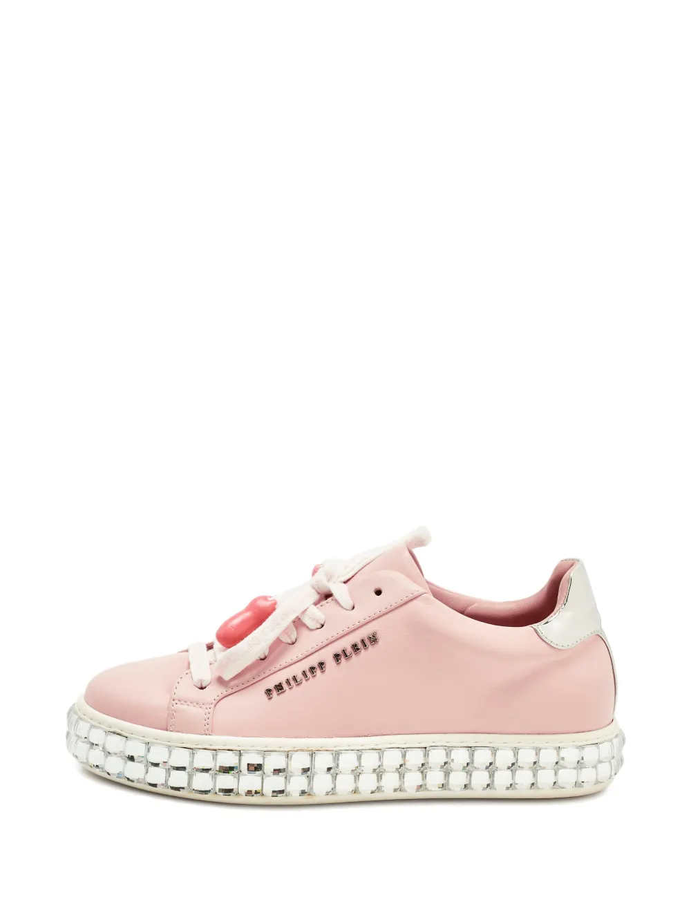 Philipp Plein crystal-embellished leather sneakers - Rosa