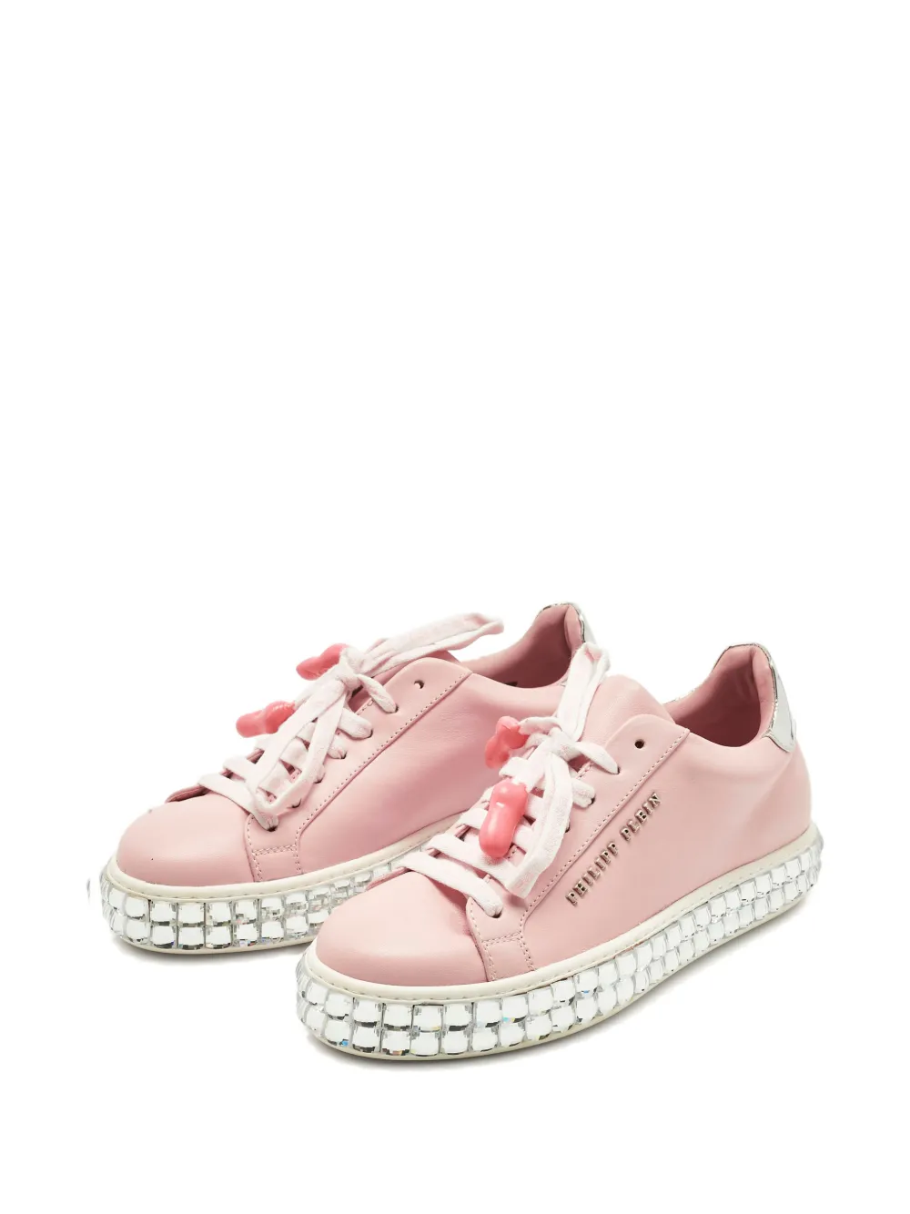 Philipp Plein crystal-embellished leather sneakers - Roze