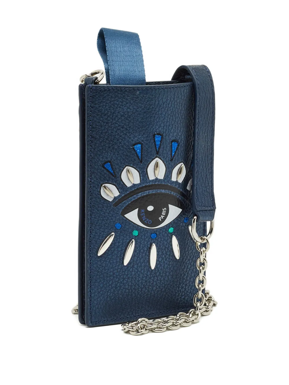 KENZO Pre-owned Leather Eye-motif Phone Crossbody In Blue