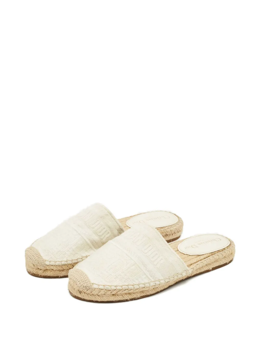 Christian Dior Pre-Owned Granville canvas espadrille flat mules - Beige