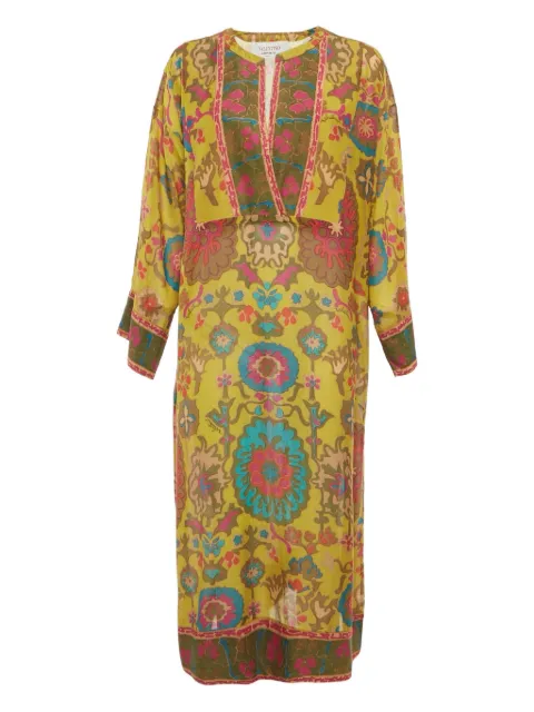 Valentino Pre-Owned V-neck printed midi dress