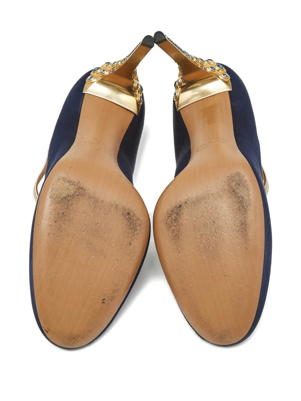 Miu Miu Pre-Owned Mary Jane crystal-embellished heeled pumps - Blauw