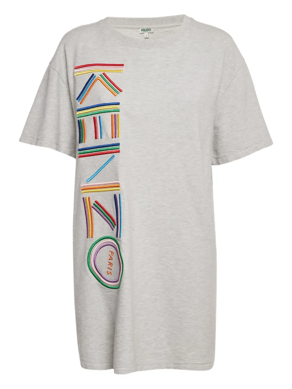 Kenzo Pre-Owned embroidered logo cotton mini dress - Grey