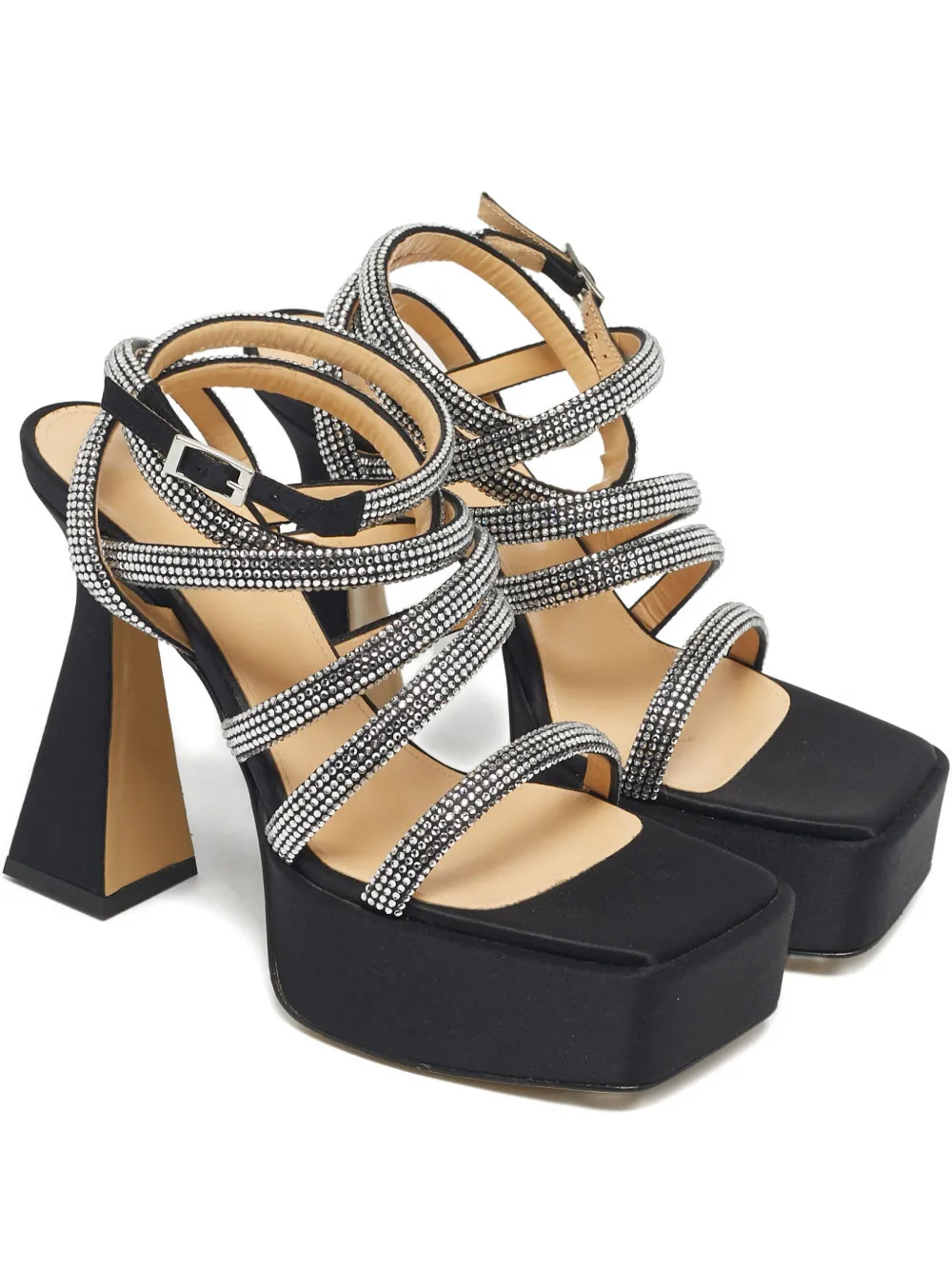 MACH & MACH Sydney platform embellished sandals - Nero