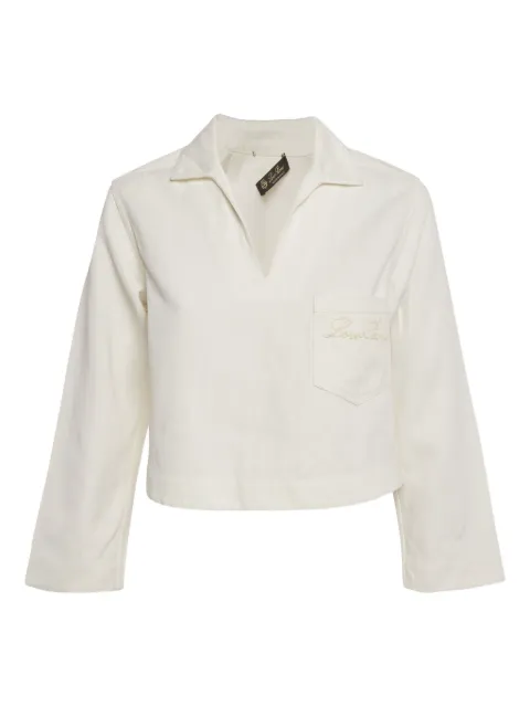 Loro Piana Pre-Owned white embroidered-logo sweatshirt