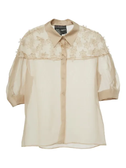 Max Mara floral-appliqué silk blouse