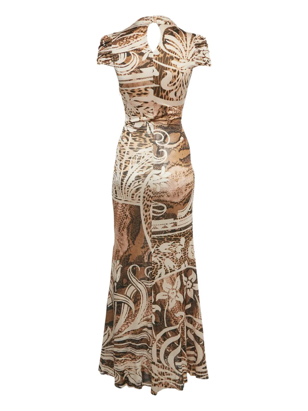 Cavalli Class pleated snakeskin maxi dress - Beige