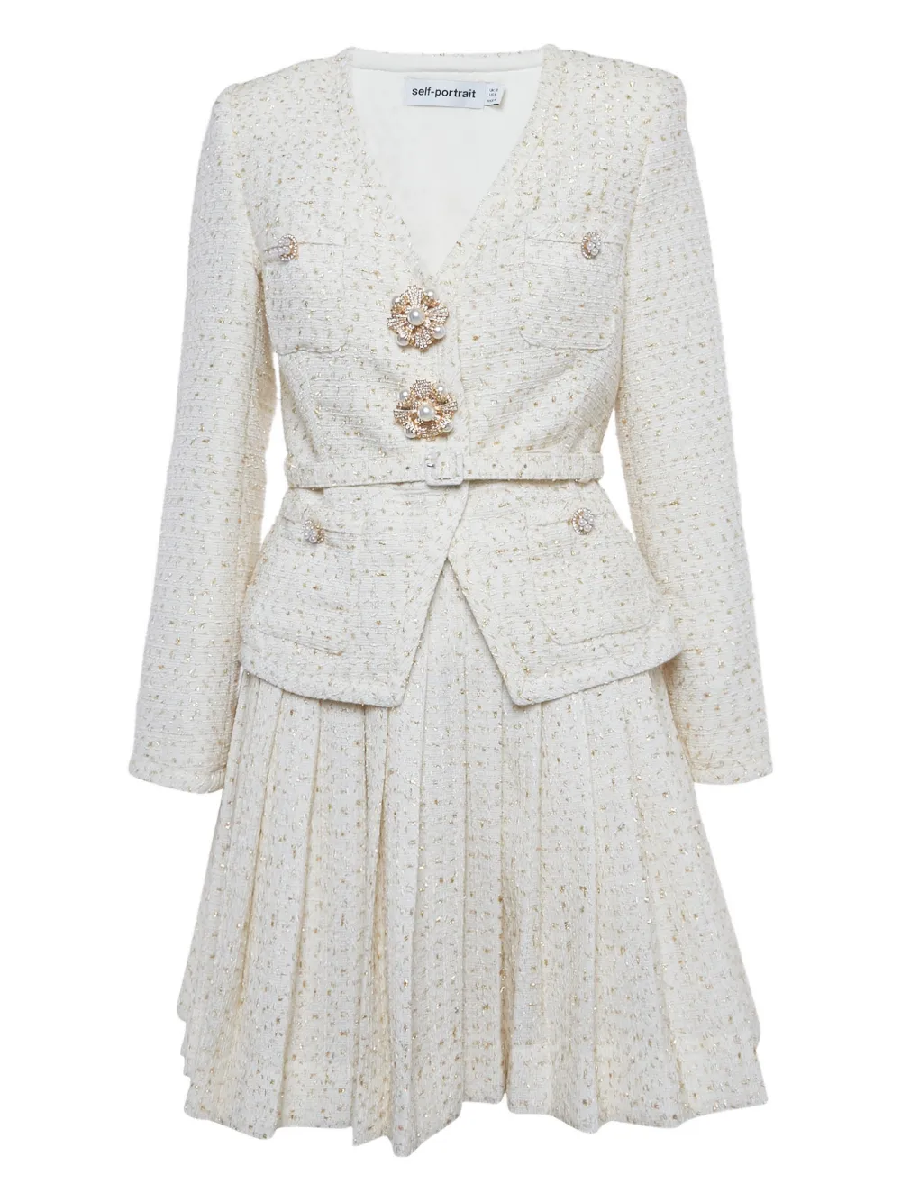 Self-Portrait buttoned jacket mini dress - Toni neutri