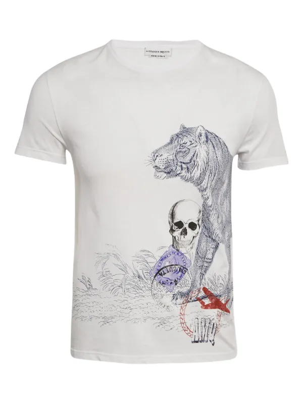 Alexander McQueen Pre-Owned Skull Print Jersey T-shirt | White