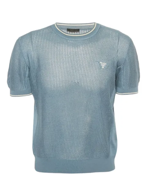 Prada Pre-Owned open-knit logo T-shirt